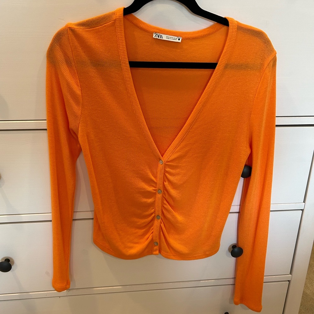 Zara Orange Long Sleeve Top